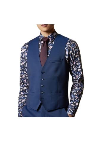 Ted Baker Men's Francw Debonair Wool Waistcoat Blue Suit Vest Separate