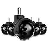 【𝐑𝐨𝐛𝐮𝐬𝐭𝐞𝐬 𝐌𝐚𝐭𝐞𝐫𝐢𝐚𝐥 - 𝟑𝟎𝟎𝐊𝐆】Neue runde schreibtischstuhl rollen haben ein robustes einteiliges Design mit internen hochbelastbaren massiven Stahlstäben, die fünf hartbodenrollen können Lasten von bis zu 300 KG standhalten, und die 50mm Durchmesser Stuhlräder bieten volle Unterstützung und Balance für mehr Stabilität und Haltbarkeit.
