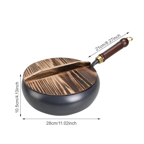 Wok de hierro de 11'' para cocina a gas multifuncional miniatura 3