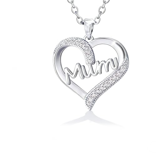 Smilya Mum Birthday Gifts for Women Adjustable Sterling Silver Heart Necklace Silver Necklace Gifts for Mother Mum Gifts
