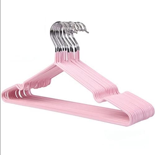 Cintres Antidérapants Peu Encombrants,Paquet De 10 Cintres en Métal, Cintre en Fil Enduit De Caoutchouc Robuste pour Manteau, Chemise, Robe, Cintre Robuste pour Adulte(Rose)