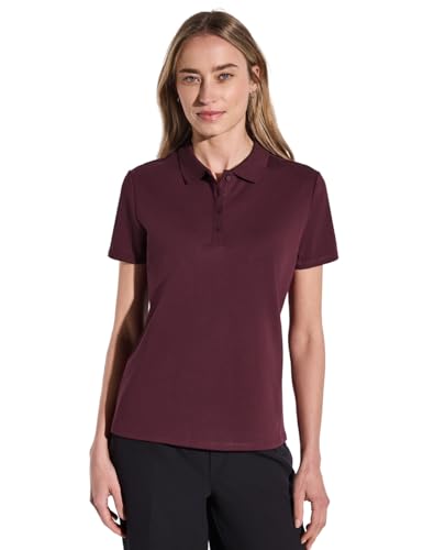 STREET ONE Damen A322942 Poloshirt mit Rippstruktur, Dark Cherry red, 42