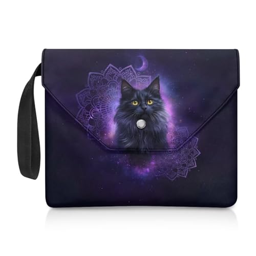 Housse de protection pour livres grand format motif chat et fleurs violettes 30x24 cm