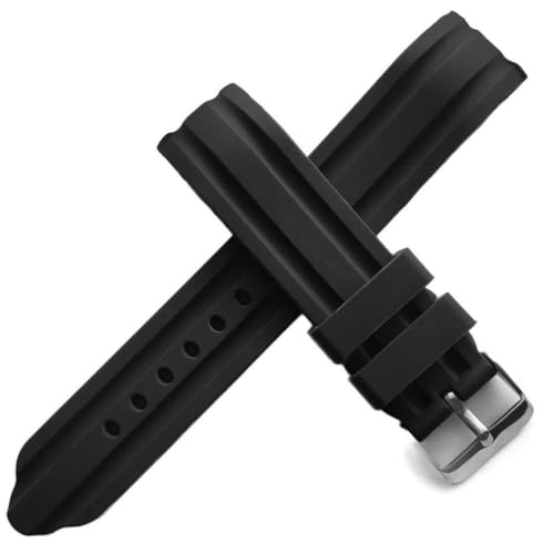 Image of DBLACK ''DEMALO'' Premium Silicone Watch Strap, Curved Ends Design, Petal Design at the Tip, Matte Finish Silicone Watch Belt / / For 20mm, 22mm, or 24mm Silicone Watch Band (Choose Your Size, Black)