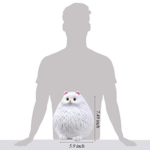 Image of Winsterch Ceramic Piggy Bank, White, Cute Cat Money Bank for Kids & Adults | 7.49 x 5.9 Inches, Large Capacity, Combines Educational and Decorative Functions, Saving Box Coin Bank Gift for Girls