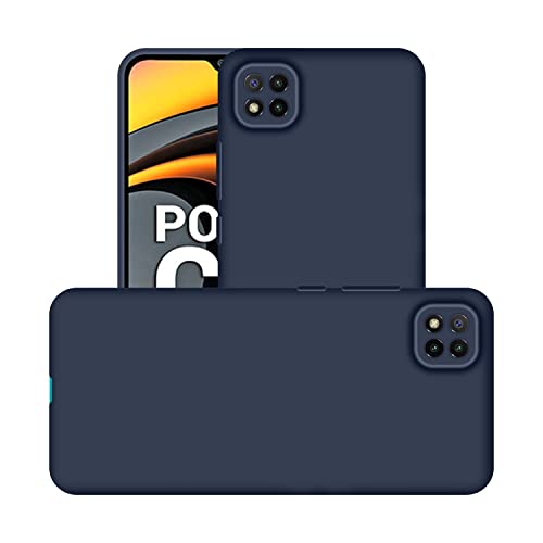 Image of Case Creation Liquid TPU Silicone Cover for Poco C3 Soft Case,Anti-Dirty Slim Case Frosted Matte Cute Candy TPU Raised Bezel (Splash of Color) Back Case Cover for Xiaomi Poco C3 -Navy Electric Blue