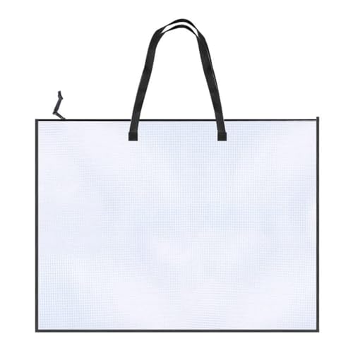 DUZEPA Kunstportfolio-Tasche, 19 x 25 Zoll Kunsttasche, durchsichtiger A2-Ordner, A2-Ordner für Kunstwerke mit Griff und Reißverschluss für Gemälde, Hausaufgaben, Aktenaufbewahrung