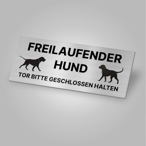Hinweisschild Freilaufender Hund Tor bitte geschlossen halten 20x8 cm Vorsicht Hund