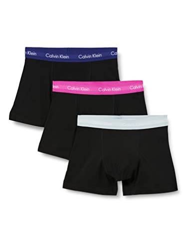 Calvin Klein Lot de 3 Boxers Homme 3 PK Trunk avec Stretch, B-Slv Sprgs, Pal Pink, Blue Dpts Wb, L