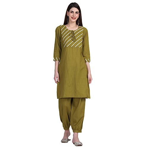 Image of Women Kurti Set With Salwar | Cotton Short Kurta