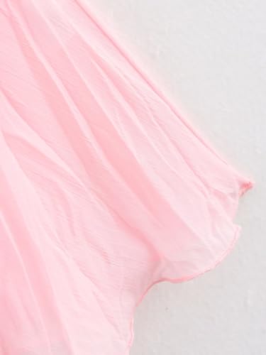 Women's Pleated Skirt Chiffon High Waist A-Line Flowy Fairy Ruffle Maxi Skirt4