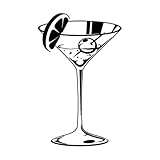  Stickers lettrage Bar Cocktail Martini Boisson Bar de plage Alcool 48x76.2cm Multicolore Noir