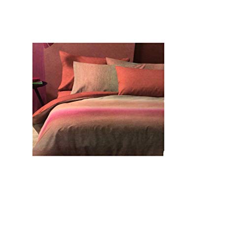 BASSETTI Juego de funda nórdica individual 100% algodón con doble funda de almohada 155 x 200 cm color naranja Art.Focus