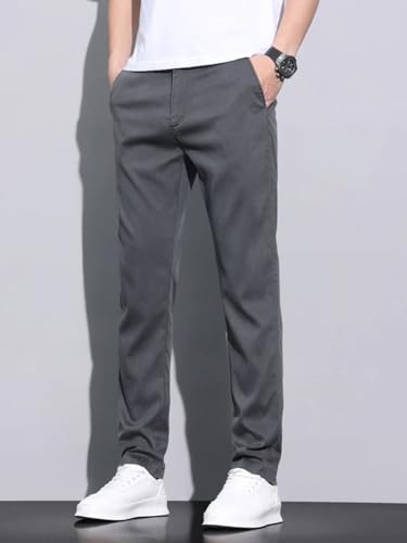 Men Summer Casual Pants Thin Elastic Waist Business Slim Trousers Male3