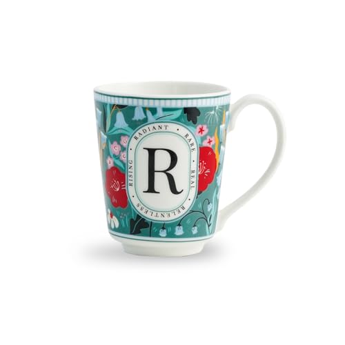 Shay Alphabet Mug, 1 Pc, R, 300ml | Ceramic Mug |Glossy Finish | Ceramic Coffee Cup | Porcelain | Microwave Safe (Alphabet Mug - R)