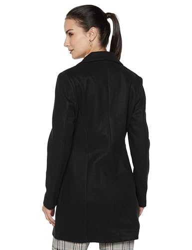 Image of Qube By Fort Collins Women's Semi-Long Tweed Coat with Knitted Finish - Elegant Winter Outerwear for Casual and Formal Looks