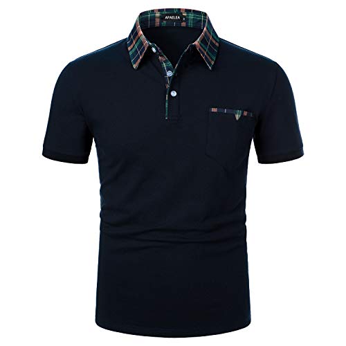 APAELEA Kurzarm Poloshirts Herren Casual Polohemd Kontrast Golf T-Shirt mit...