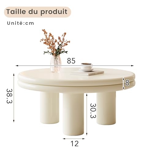 Table basse ronde Miuuod 85cm table centrale de salon minimaliste - 3