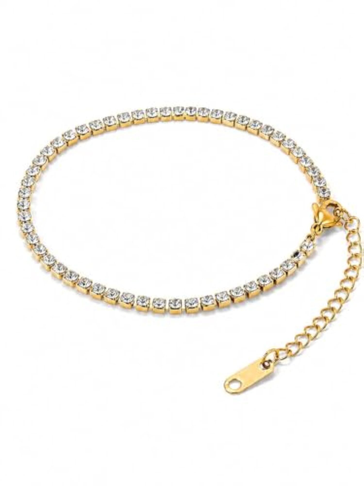 Women's 18K Gold Plated Slim Sparkle Tennis Bracelet