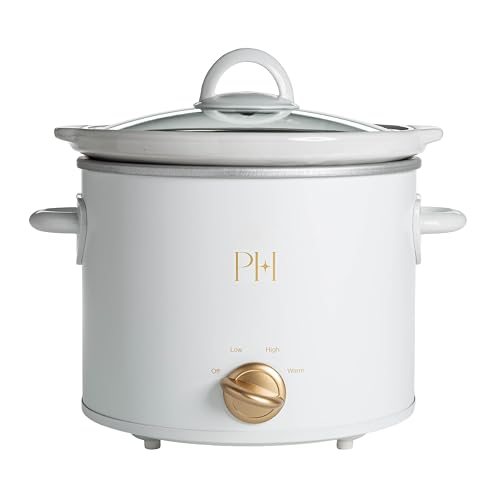 Image of Paris Hilton 3.5-Quart Manual Slow Cooker, Features Three Settings (Low, High, Warm), Naturally Nonstick and Dishwasher Safe Stoneware Insert, Family Sized Capacity, White