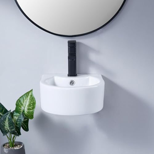 Image of Bell Ceramic Wash Basin /Bathroom Basin /Glossy Small Sink Wall-Hung Hand Wash Basin Wash Basin For Bathroom & Living Room, (Dimension 30 x 30 x 15 CM) (Hazel)