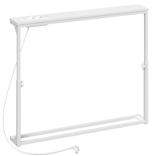 HOOBRO Schmaler Konsolentisch (15 cm breit), höhenverstellbar (63,5-83,5 cm), Sofatisch mit Ladestation, Beistelltisch, Flurtisch für den Eingangsbereich, Flur, Weiß EWW95CXG01