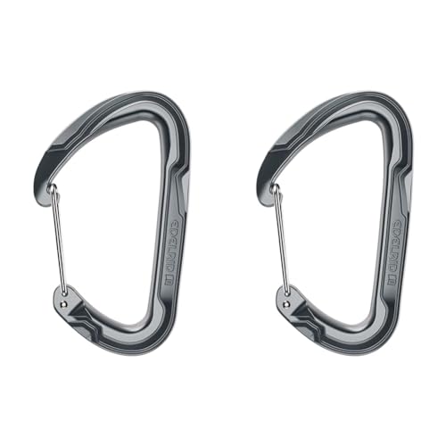 EDELRID Pure Wire (Packung mit 2) Aluminium Karabiner D-Form Grau Drahtschloss