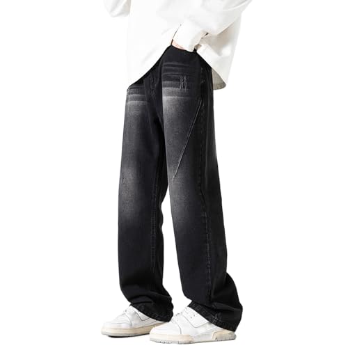 Baggy Jeans for Men Y2k Straight Leg Loose Fit Seam Front Casual Hip Hop Skater Denim Jeans Streetwear
