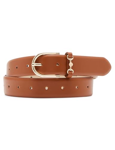 Anne Klein Horsebit Pant Belt, Cognac, L