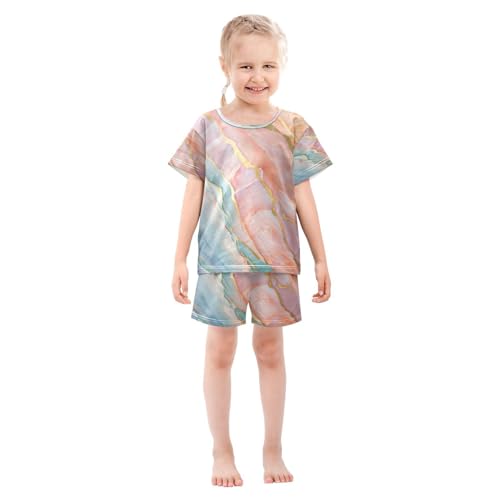 senya Short Sleeve Pajamas Sets Summer Cotton Sleepwear Abstract Marble Pattern3