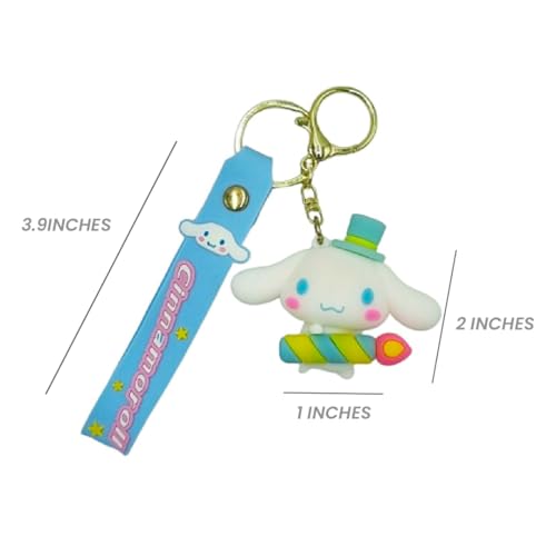 Image of Wanna Party Cinamon Roll Cartoon Keychains for Boys Girls, Anime Kawaii Keychain, Cute Backpack Key Key Chain Accessories Wristlet Chain Car Charms