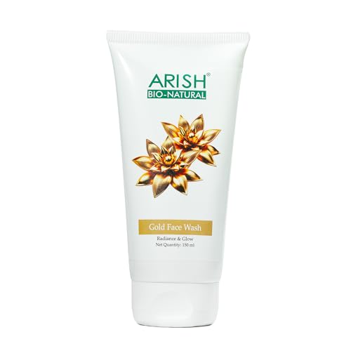 Image of Arish Bio Natural Gold Face Wash with Sandalwood, Honey & 24K Gold Dust | Luxury Glow & Skin Brightening Daily Cleanser | 75ml (150 ML)