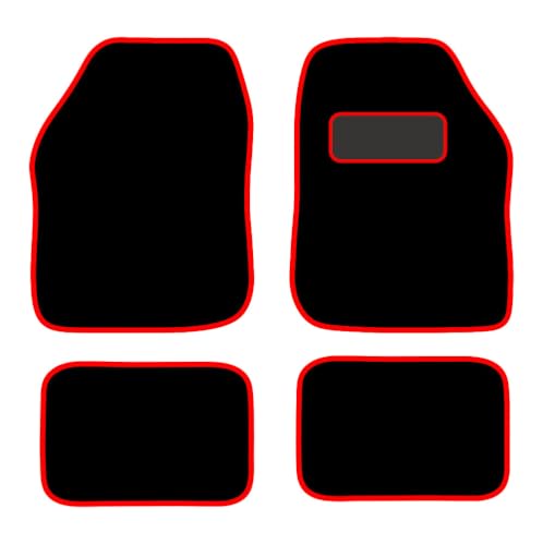 PCM - Car Floor Mats for Universal Car or Van Tailored Heavy Duty Car Floor Mats 4PC Set Non Slip Carpet (RED EDGING)