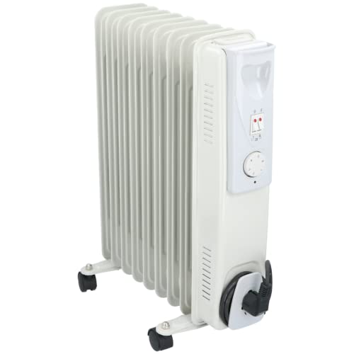 alpina Radiateur Bain d'Huile 2000W – Chauffage Bain d’Huile avec Thermostat Réglable – Chauffage Électrique avec Protection Surchauffe – Blanc