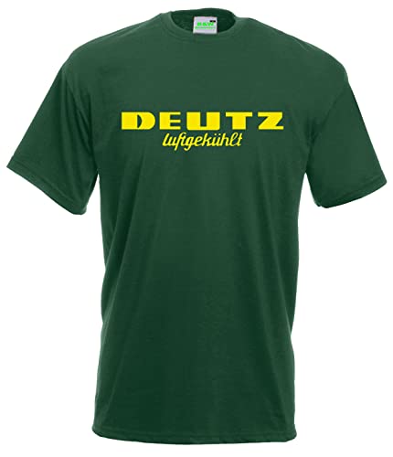 T-Shirt Deutz Luftgekühlt | Herren, Kurzarm, gelber Brustdruck | Grün | Größe XL Cover