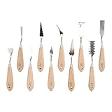 Spatule de mélange de couleurs : manche en bois, excellente prise en main et grande facilité d'utilisation