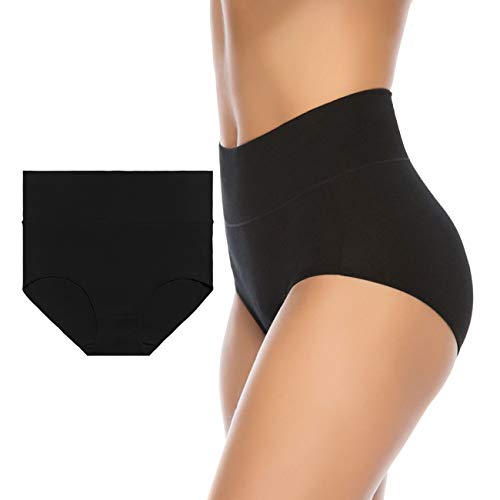 Annenmy Women's High Waist Cotton Underwear Soft Brief Panties Regular and Plus Size