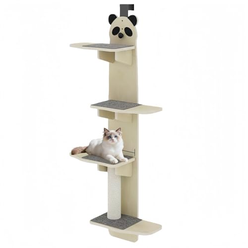 ドア掛け キャットタワー 無垢材 キャットクライマー ドアハンギングキャットタワー マルチレベルキャットコンド、キャットクライマーツリータワー、クラウドシェルフボード、インドアホーム用 (1.7m,B)