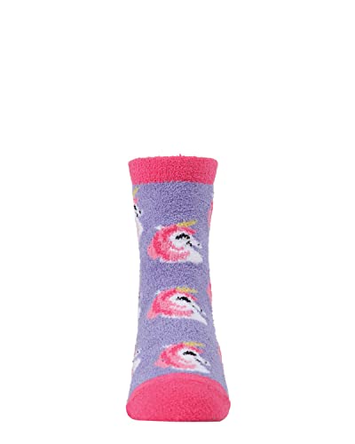 MeMoi Unicorn Girls Fuzzy Non-Skid Socks 2-Pair4