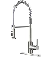 Hosslly Kitchen Faucet with Pull Down Sprayer, Brushed Nickel Spring Sink Faucets, Single Handle ...
