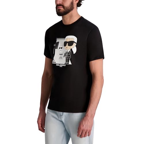KARL LAGERFELD Men's Short Sleeve Karl Choupette Crewneck Graphic Design T-Shirt3
