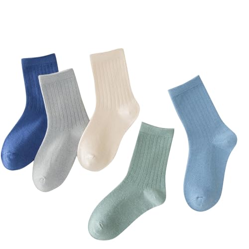 5-Pack Unisex Youth Athletic Comfortable Crew Socks 1-15 Years Old Cute Soft Warm Durable and Breathable Crew Sock