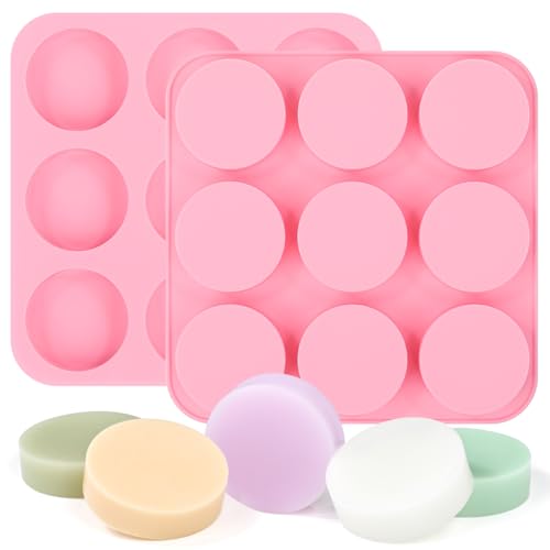 SJ Round Silicone Soap Mold Set 2-Pack 9-Cavity Soap Molds
