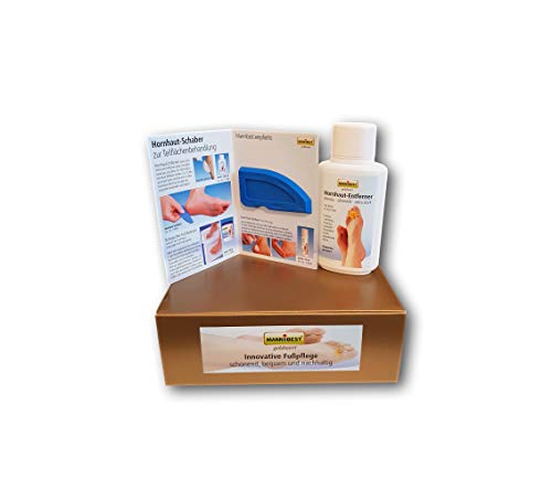 Hornhautentferner von ManniBest 3tlg. Supreme Set - entfernt nachhaltig Hornhaut, Schwielen und Druckstellen inklusive Hornhautschaber und Watte Cover
