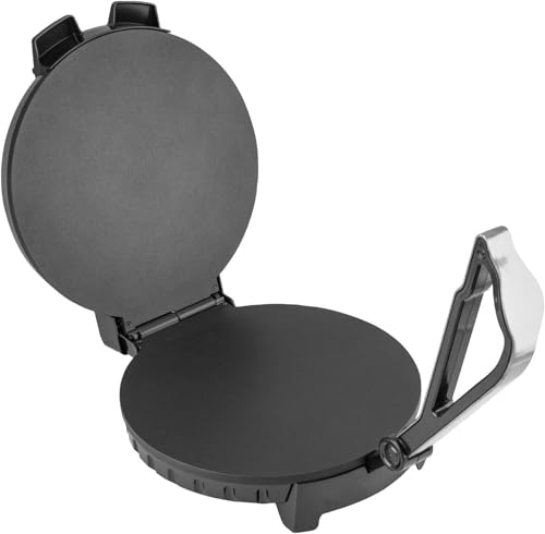 12-Inch Stainless Steel Nonstick Electric Tortilla Maker – 1200W Roti, Chapati & Flatbread Press with Adjustable Heat