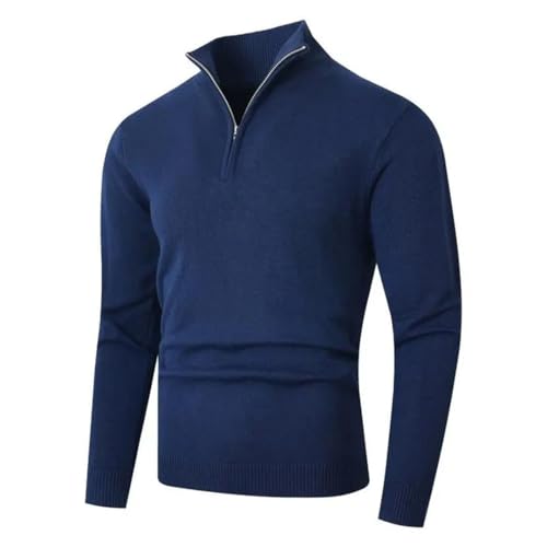 Men Winter Knit Pullovers Solid Color Slim Fit Sweater Half Zipper Stand Collar Sweaters2