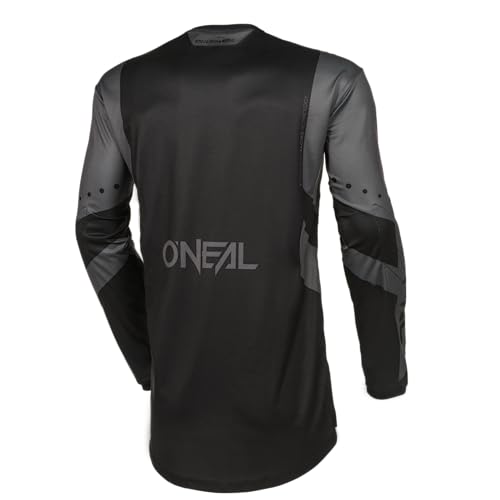 O’NEAL | Motocross-Jersey Langarm | MX Enduro | Gepolsterter Ellbogenschutz, V-Ausschnitt, atmungsaktiv | Element Jersey Racewear V.24 | Erwachsene | Schwarz Grau | Größe M