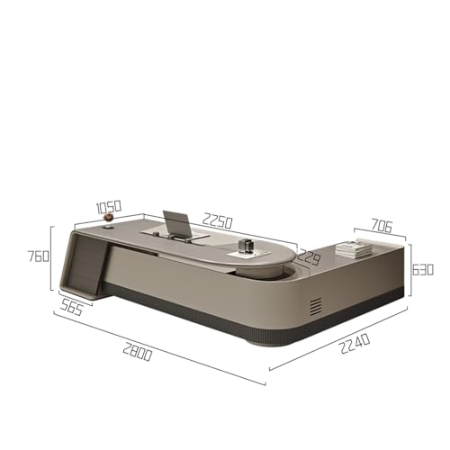 94" L-Shaped Executive Desk with Power Outlet and Drawer Cabinet, Large Office Desk Long Business Furniture Desk Home Office Workstation for Bedroom Executive Work Study Writing - Image 3