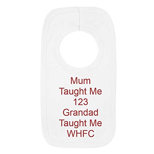 Personalised WestHam United Style Baby Bib - Grandad Taught Me 123 - Beautifully Embroidered Gift