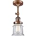Innovations 201F-AC-G182S-LED Small Canton 1 Light Semi-Flush Mount Part of The Franklin Restoration Collection, Antique Copper